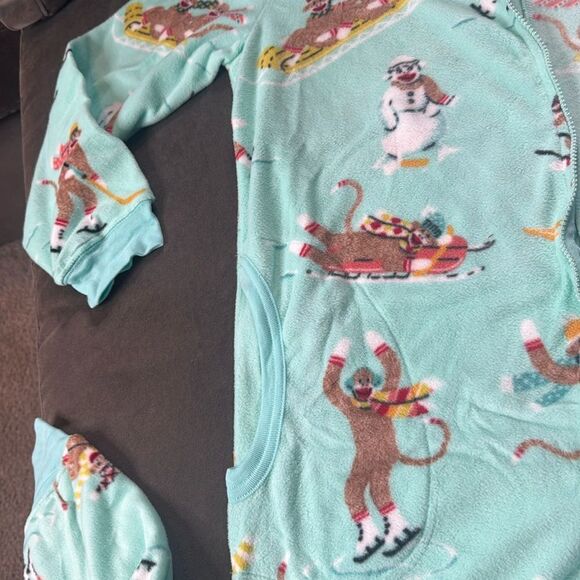 Nick & Nora Adult Teen Unisex Fleece One Piece Sock Monkeys Pajama Size XXL NEW - Picture 7 of 12